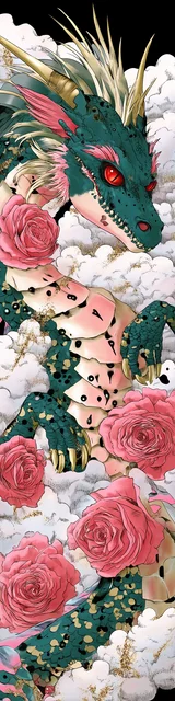 Free dragon bookmark featuring a dragon resting on a cloud bed